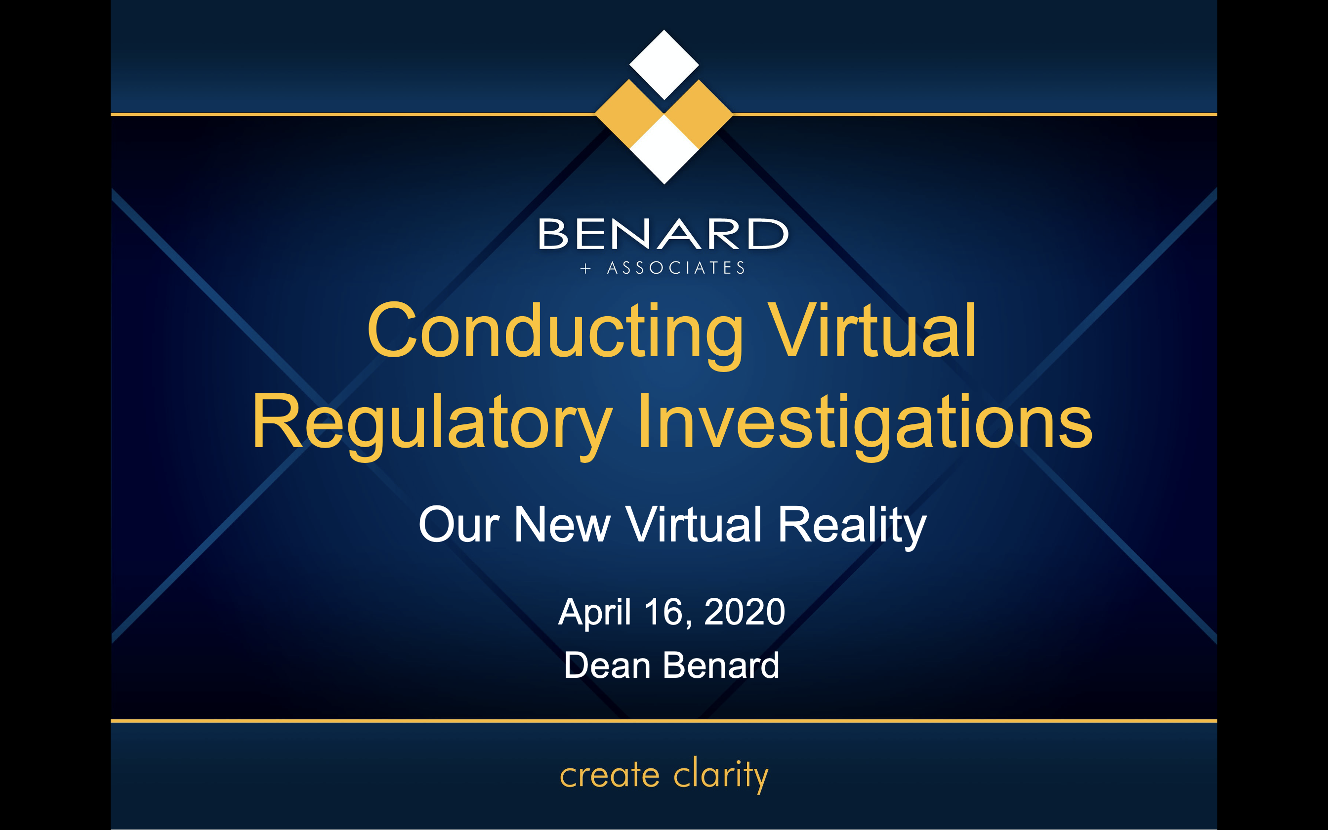 Conducting Investigations Virtually - Benard & Associates